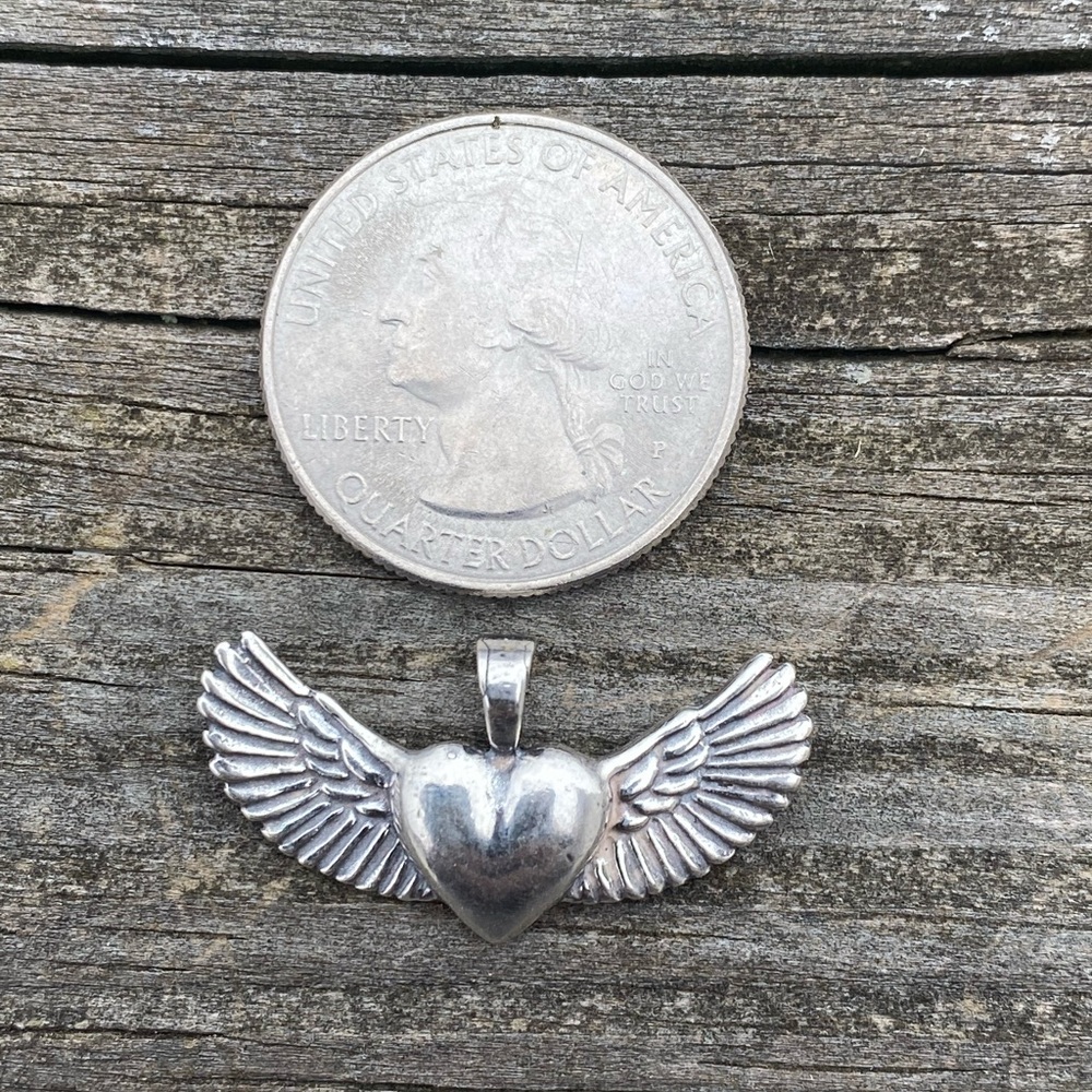 Winged Heart Pendant .925 Sterling Silver made in USA Doorway to the Soul - Picture 10 of 13